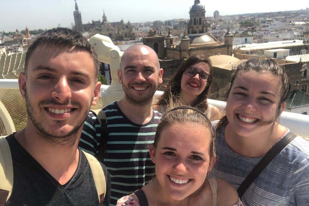 Jessie Lewis (Mercer University) With American And Local Spanish Friends In Seville (practicum In Education, Summer 2019)