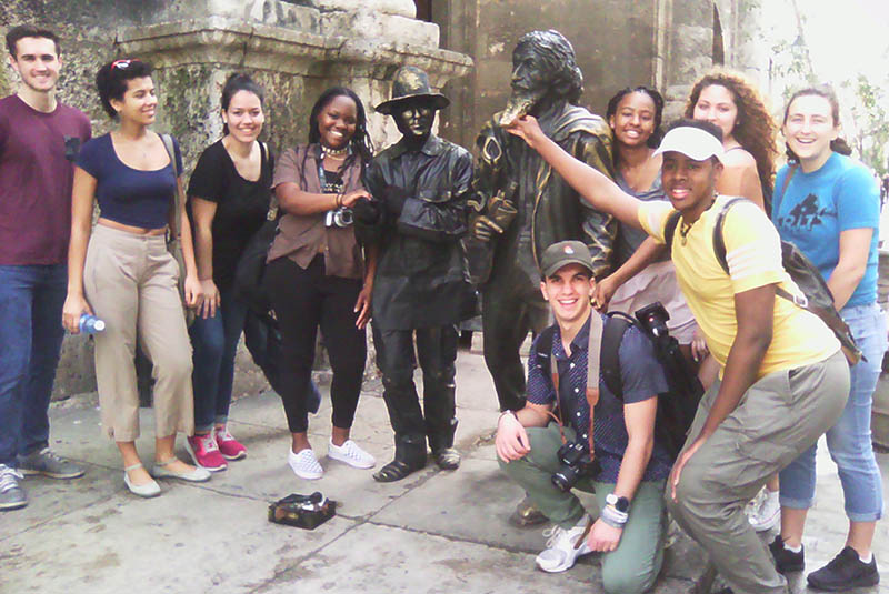 spanish studies abroad students in old town havana, cuba
