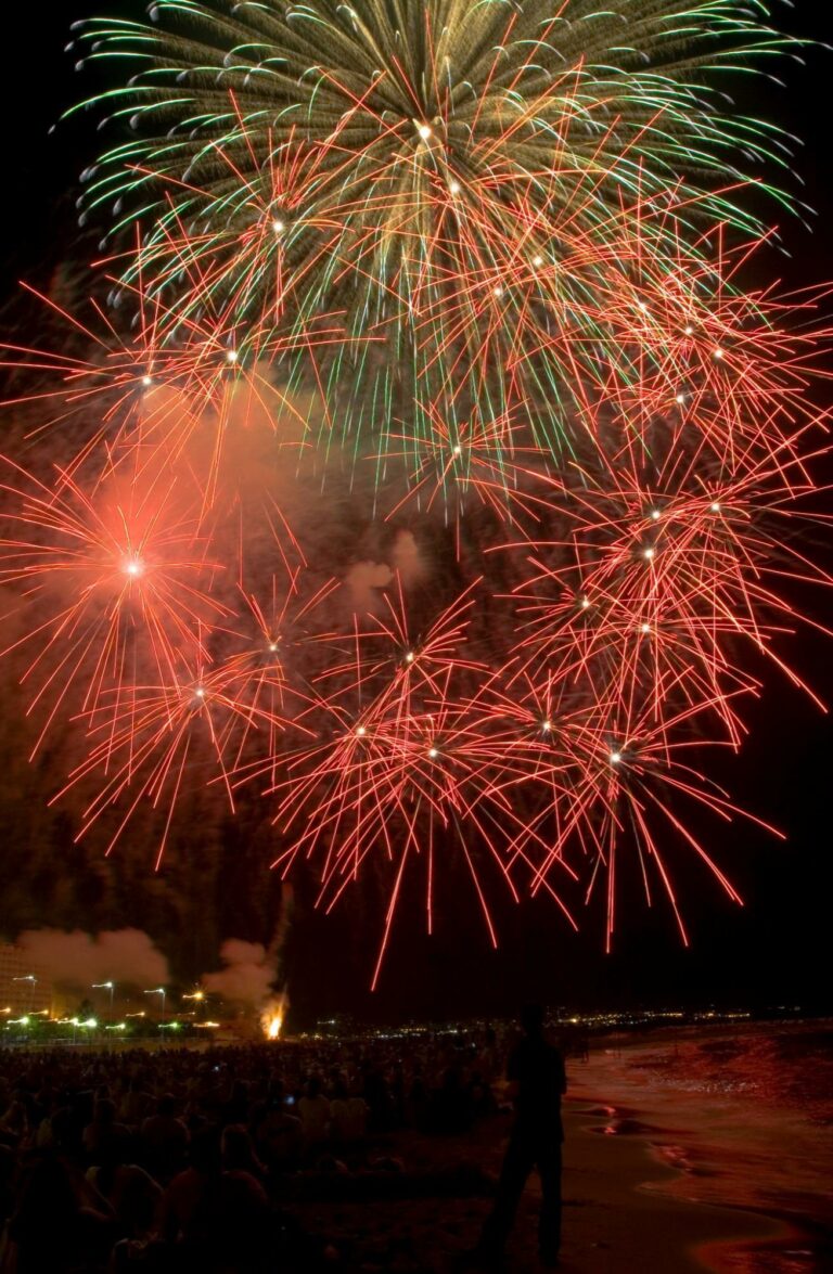 Fireworks in the skies of Alicante, Spain during Hogueras