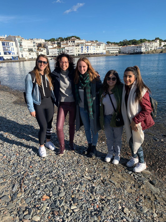 SSA students with our past Barcelona Resident Director enjoying an included semester excursion.
