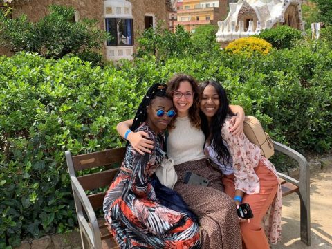 BCN - Summer 2019 - Felician CP - students with Adriana in park guell